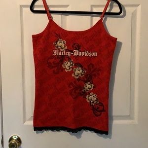 Harley Davidson spaghetti strap tank top with lace